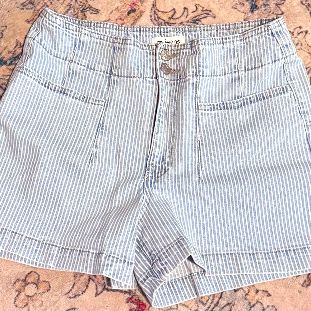 NWOT - Striped Blue Denim Women Shorts